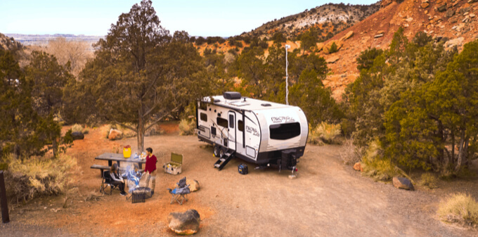 camping in remote site on RV with the the Destination RV signal booster
