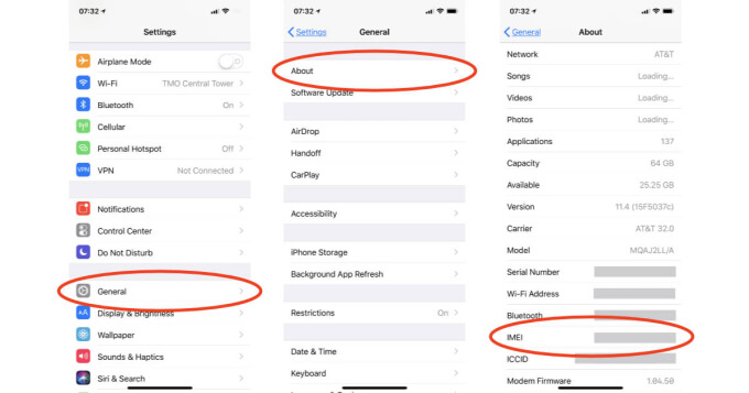 how to find iPhone IMEI