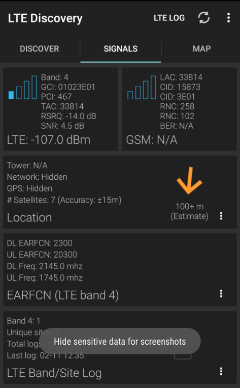 LTE Discovery Cell Tower Locator
