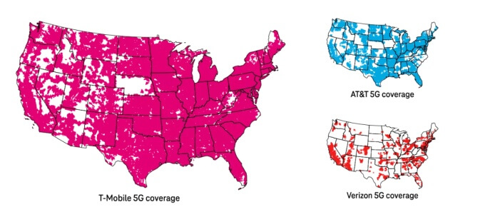 T-Mobile 5G Coverage vs Verizon 5G Coverage VS AT&T 5G Coverage