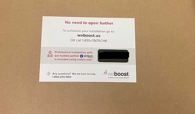 weboost installed home complete box top
